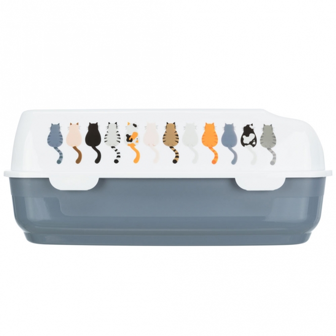 Trixie Katzentoilette Delio mit Motiv - grau/weiß – Bild 4