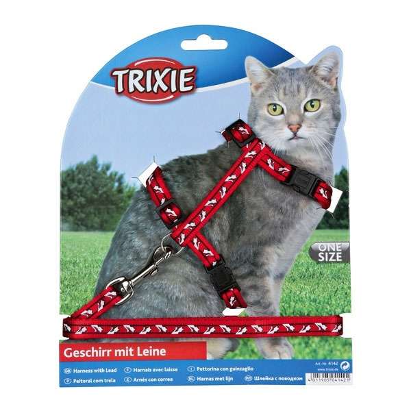 Trixie Katzen-Garnitur mit Leine + Schnappverschlüssen - Katzenmotiv – Bild 3