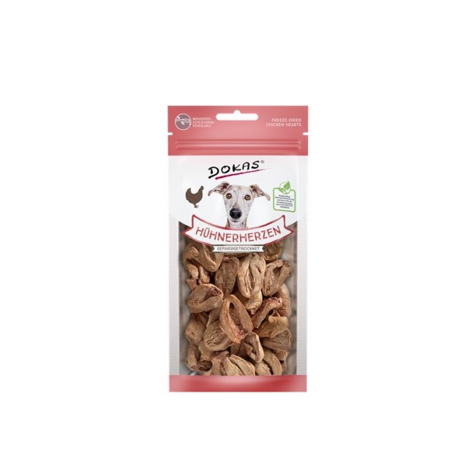 Dokas Dog Snack Hühnerherzen gefriergetrocknet 22g