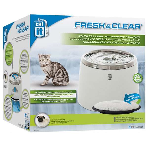 CATIT Fresh+Clear Trinkbrunnen 2L - Edelstahl-Weiß – Bild 2